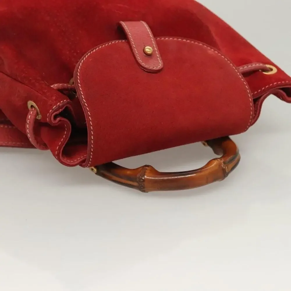 Gucci Bamboo Suede Backpack Red